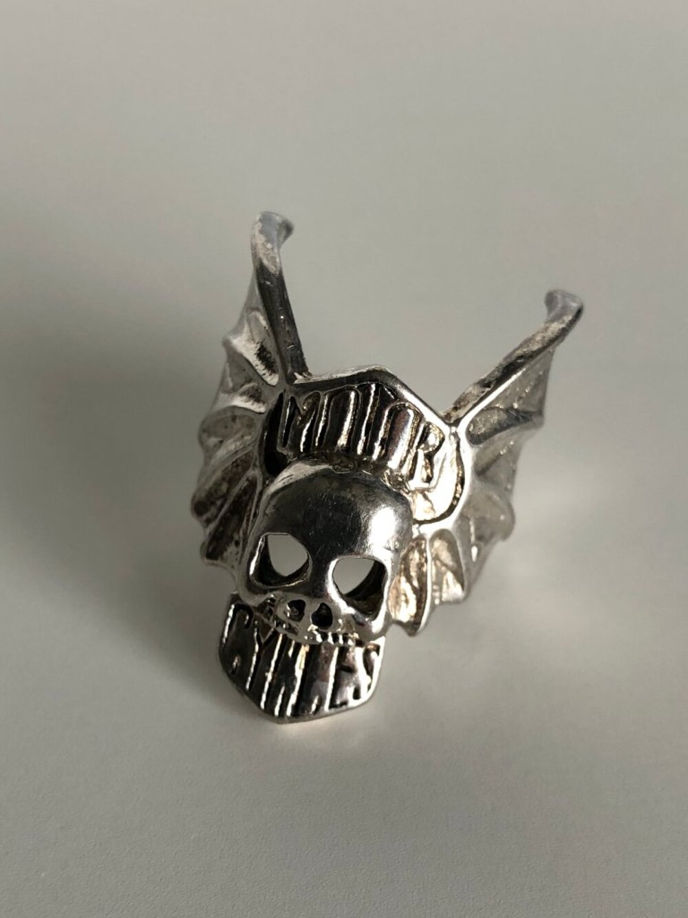 Vintage Unisex Silver Toned Motor Cycles Skull Ring - Picture 13 of 13